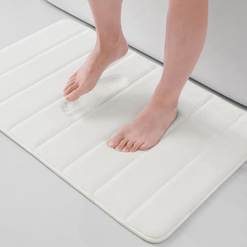 Buganda Memory Foam Bath Mat 24 x 16 Ultra Soft and NonSlip Bathroom Rugs Water Absorbent and Machine Washable Bath Rug for Bathroom Shower and Tub Ivory - Image 1