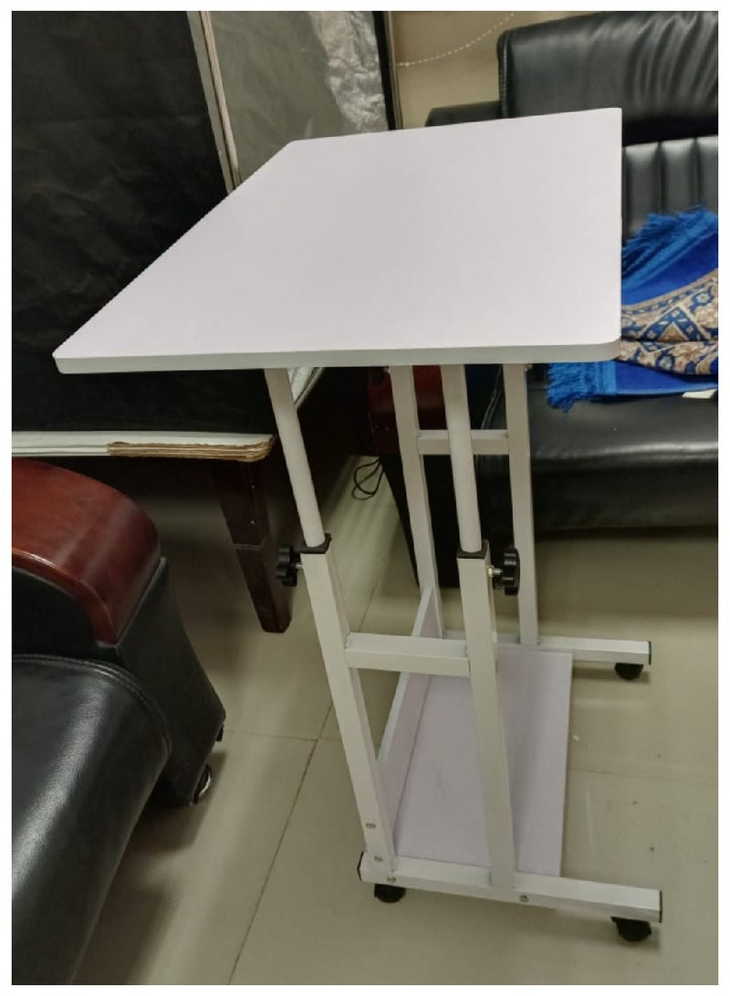 يوويل ارتفاع قابل للتعديل المحمول الوقوف مكتب مكتب كمبيوتر محمول قابل للتعديل مع 4 عجلات تخزين مكتب المنزل مكتب محطة عمل طاولة الكمبيوتر طاولة المتداول عربة الكمبيوتر المحمول - Image 3