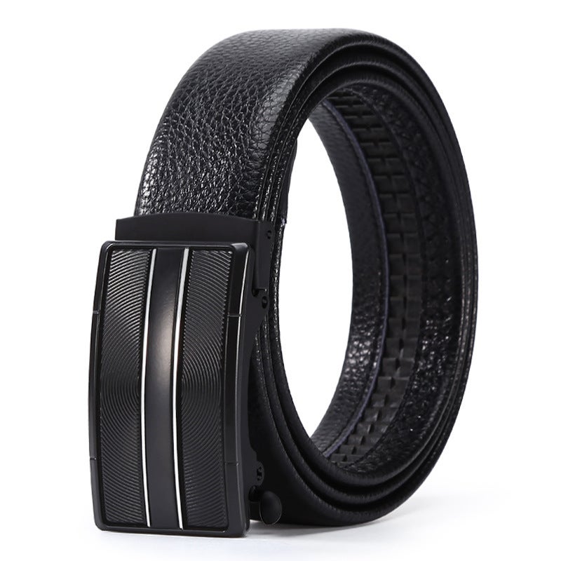 New mens business belt high-end pu hemming litchi fashion belt automatic iron buckle head stall wholesale Z0094 six 