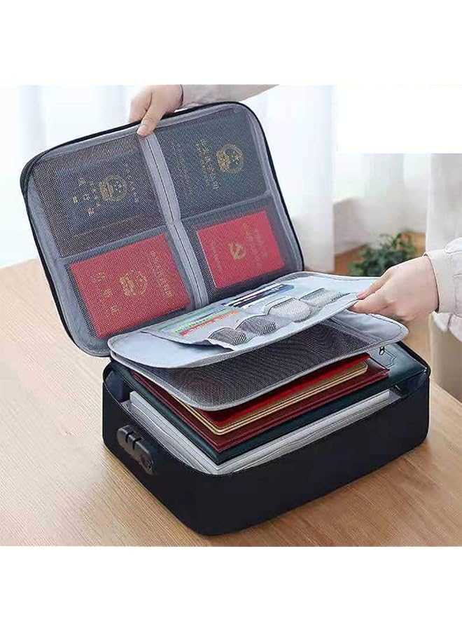 erorex Oxdocument Organizer With Safe Code Lock Storage Pouch Credential Bag Diploma Storage Important Document And File Pocket Laptop Notebooks Bank Cards Valuables Travel Bag With Separators Black  - Image 1