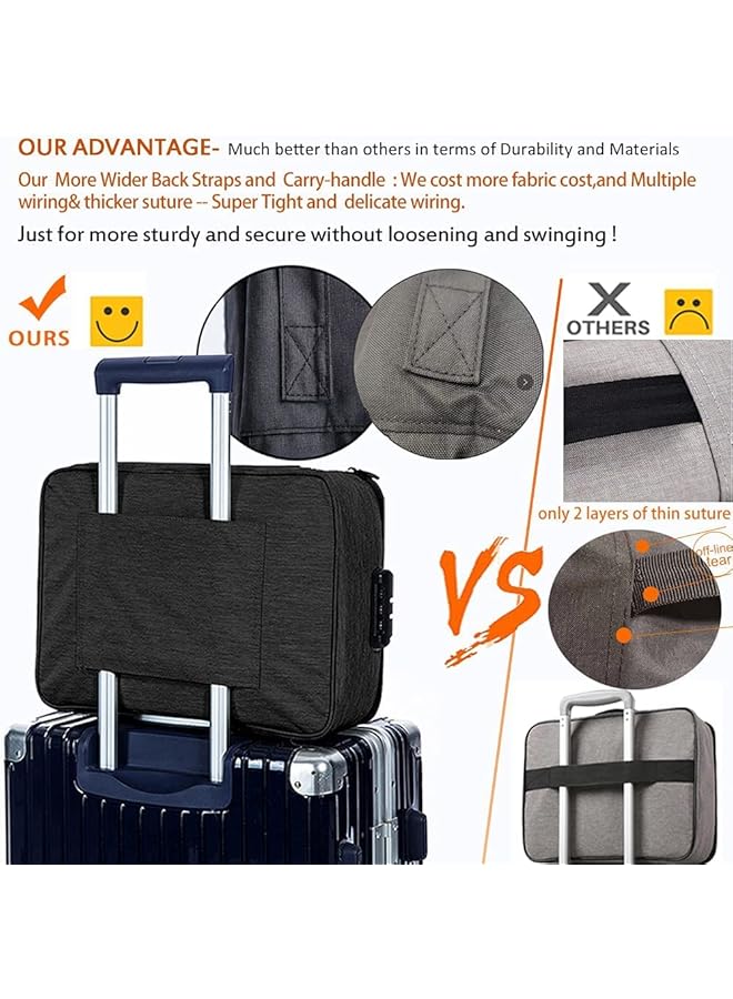erorex Oxdocument Organizer With Safe Code Lock Storage Pouch Credential Bag Diploma Storage Important Document And File Pocket Laptop Notebooks Bank Cards Valuables Travel Bag With Separators Black  - Image 3