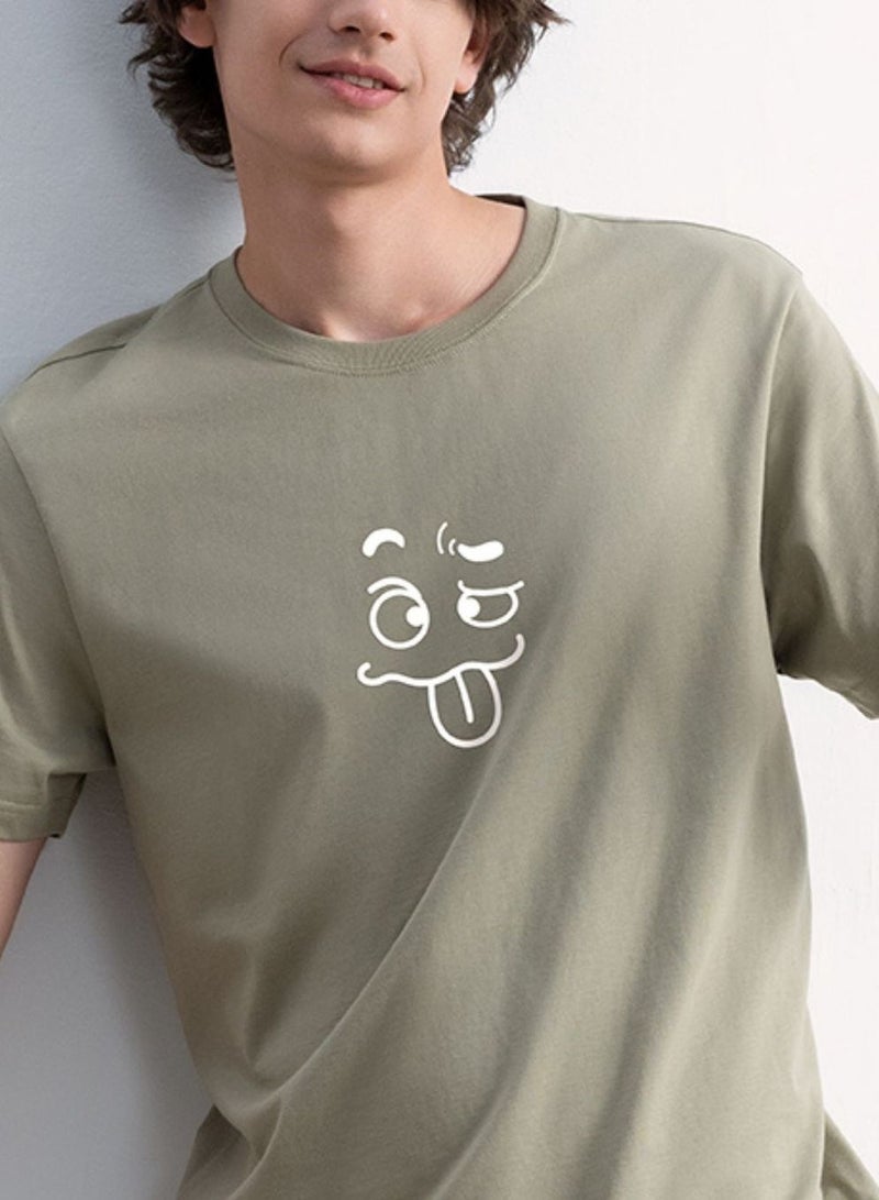 جيوردانو تيشيرت رجالي قطني بقصة ضيقة وطبعة رسالة - Image 3