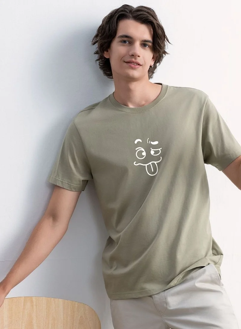 Men's Slim Fit Cotton Jersey Message Print Tee
