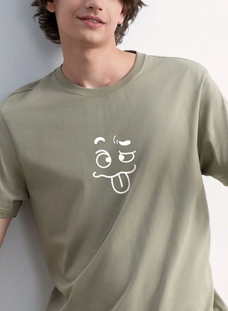 GIORDANO  Men's Slim Fit Cotton Jersey Message Print Tee for Men | Best Price UAE