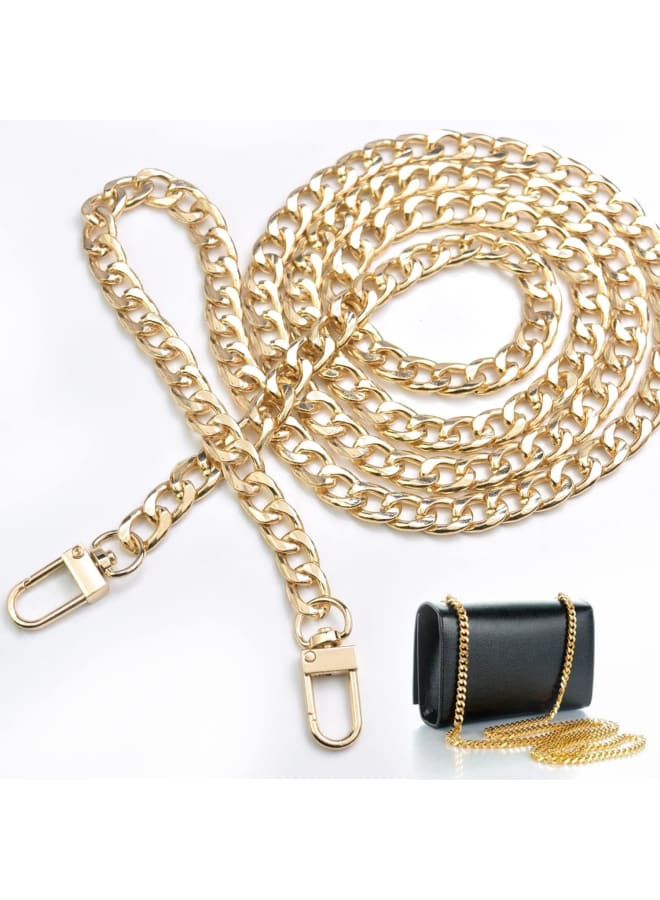 Wancala 120cm Gold Metal Handbag Chain Replacement Straps with Lobster Clasp for Purse, Wallet, Clutch, Crossbody, Shoulder Bag (Modern Style)  - Image 1