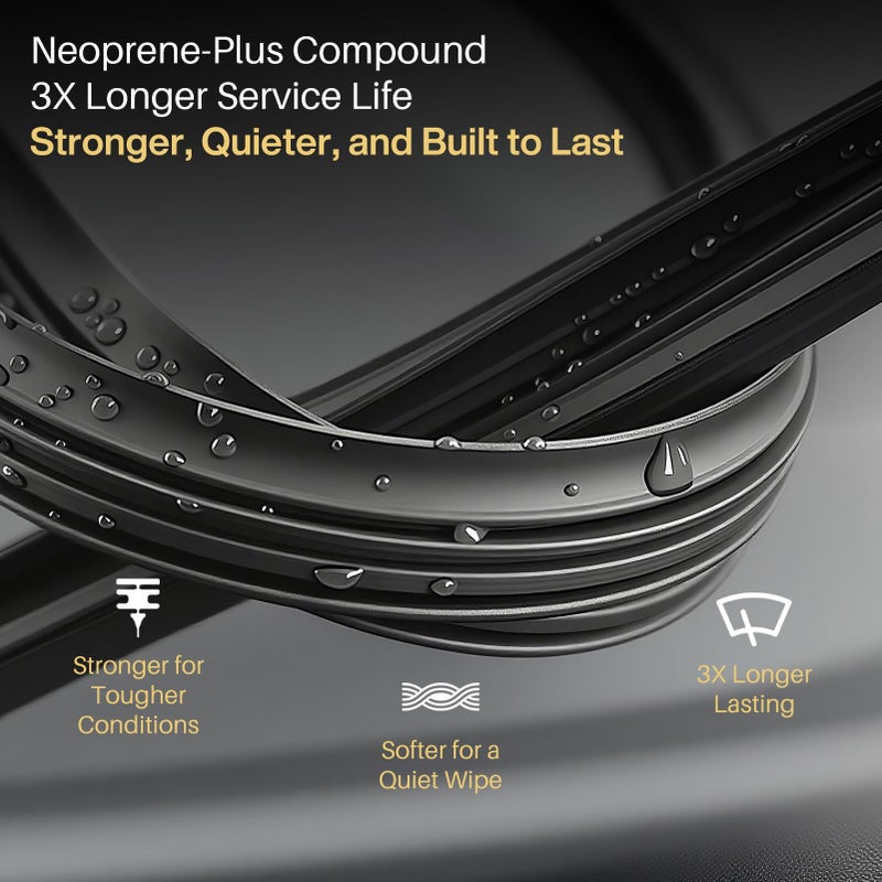 DOG TAIL Neoprene Dual-Steel Frame Wiper Blades 26"+16" with Multiple Adapters, Automotive Replacement Vehicle Front Windshield Wiper Blades Set for My Car Truck Vehicle AdaptBeam - Image 3
