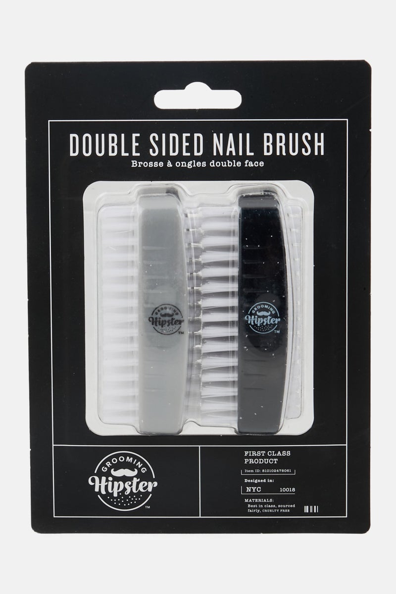 Grooming Hipster 2 Pieces Double Sided Nail Brush, Multicolor  - Image 1