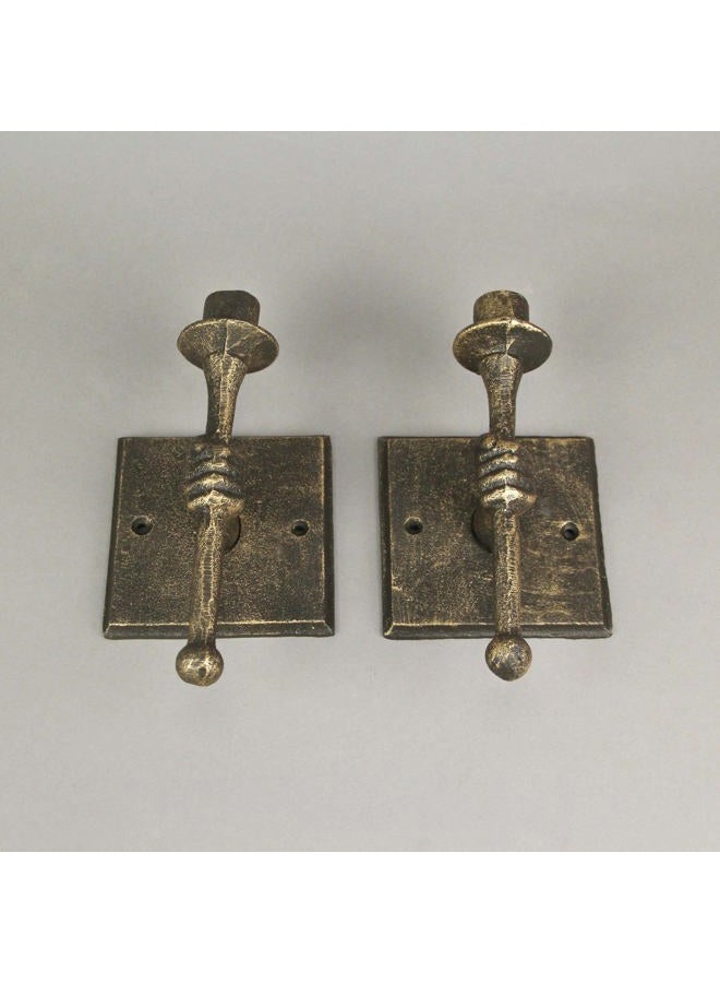 Zeckos Set of 2 Antique Bronze Finish Cast Iron Torchbearer Hand Wall Sconce Candle Holders: Rustic Charm for Western Décor - 8 Inches High - Adds Elegance to Any Room - Image 5