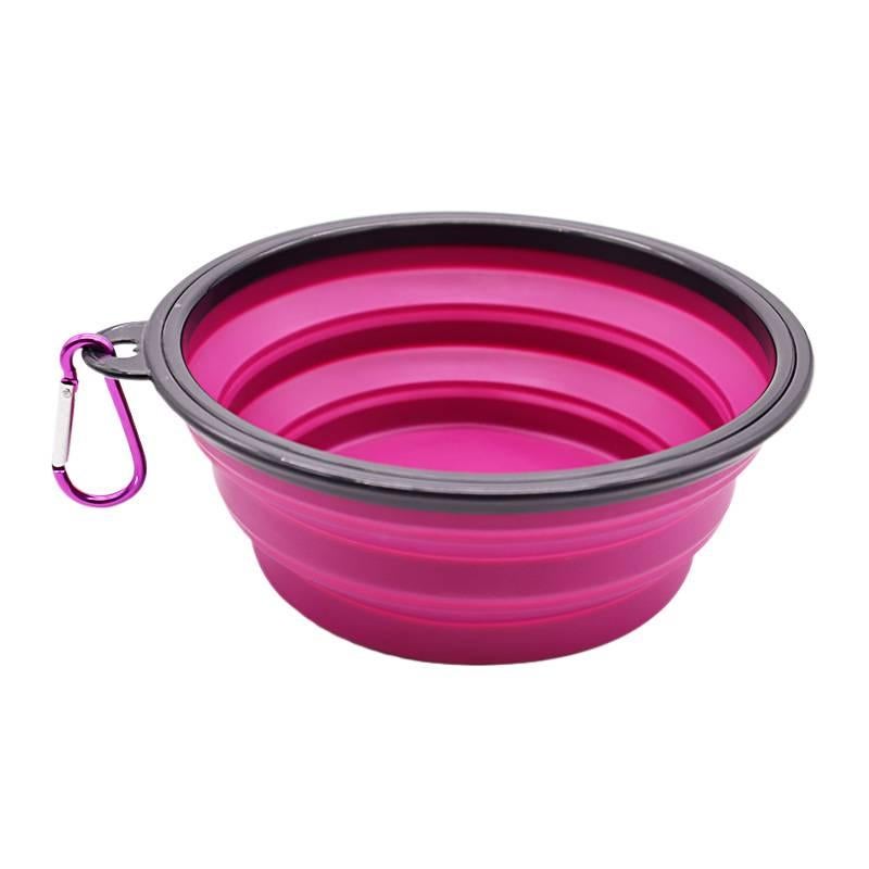 Collapsible Pet Bowl Silicone Portable Purple with Design Portable Travel Silicone Build and Outdoor Use for dogs cats walks and outdoor - Image 1