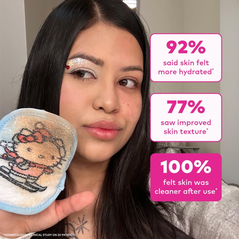 Makeup Eraser The Original MakeUp Eraser 7-Day Set, Erase All Makeup With Just Water, Including Waterproof Mascara, Eyeliner, Foundation, Lipstick, Sunscreen, and More! Hello Kitty Skiing, 7ct - Image 5