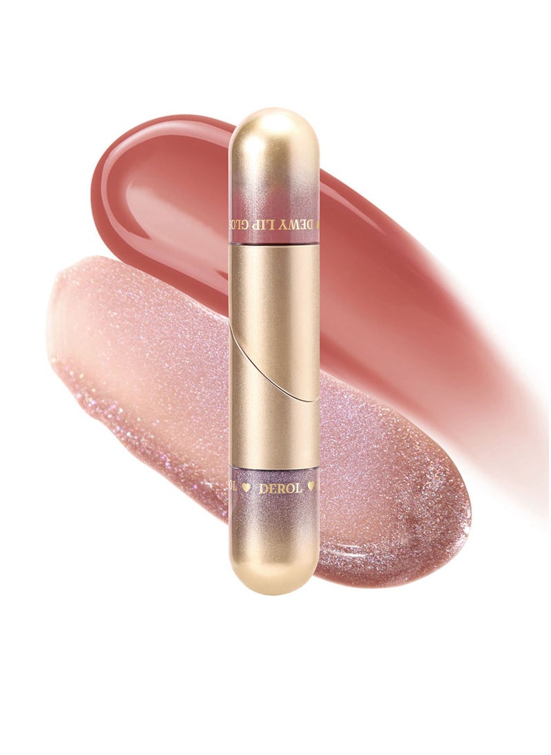 DEROL Lip Gloss Plumper Hyaluronic Acid High Shine Super Shine Non-Sticky Color Lips Stain Oil Liquid Lipstick Glaze Glitter Lifter Long Lasting Waterproof Moisturizing for Women Girls  - Image 1
