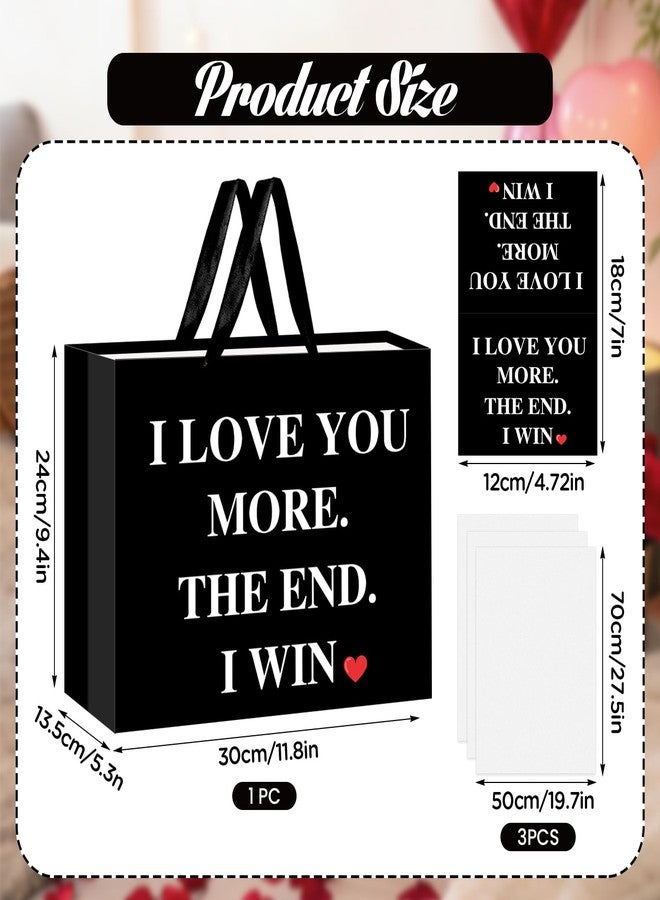 Woosytoo Birthday Anniversary Black Gift Bag I Love You More Black Gift Bags with Wrapping Paper and Card Romantic Wedding Bridal Shower Engagement Party Favor Bag Decorations for Boyfriend Girlfriend Husband Wife Finance - Image 2