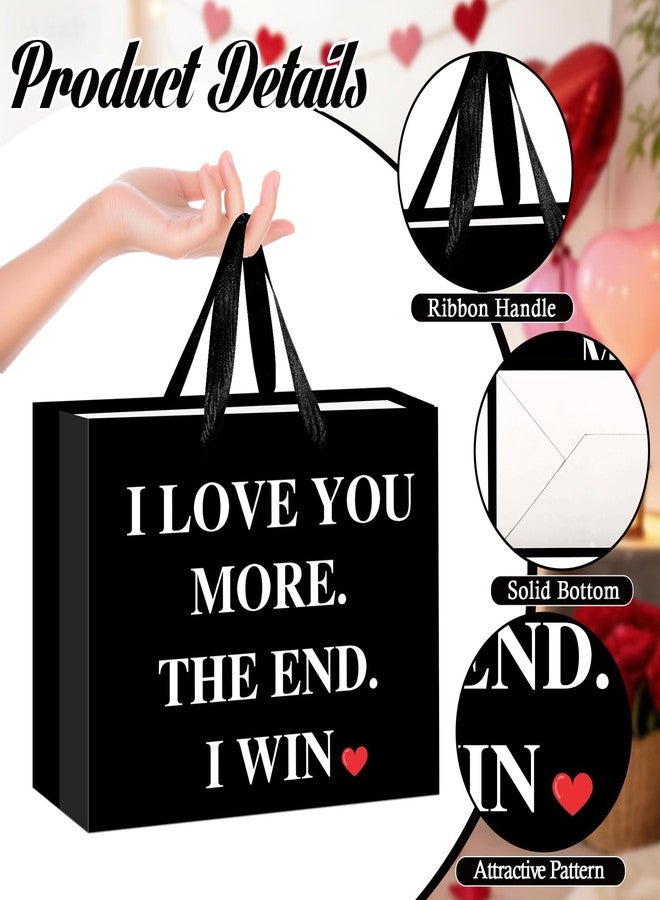 Woosytoo Birthday Anniversary Black Gift Bag I Love You More Black Gift Bags with Wrapping Paper and Card Romantic Wedding Bridal Shower Engagement Party Favor Bag Decorations for Boyfriend Girlfriend Husband Wife Finance - Image 3