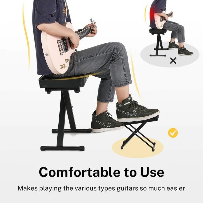 Powerpak GF-2S Guitar Foot Rest | Anti-Slip | Foldable Guitar Pedal | Adjustable Height Foot Rest Stool | Rubber Pad for Comfortable and Solid Support - Image 1