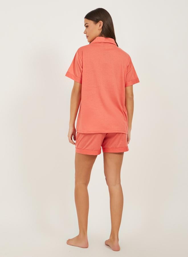 Styli Palm Placement Printed Shirt and Pyjama Shorts Set  - Image 5