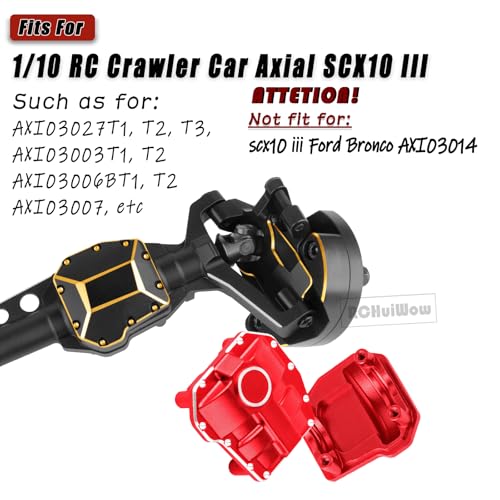 RCHuiWow RC Upgrades Part for 110 SCX10 IIIAluminium Alloy Portal Axles wDiff CoverBrass Steering Knuckles Outer Inner Portal Covers Diff CoversFront Rear Complete Axle Set for SCX10 III - Image 5
