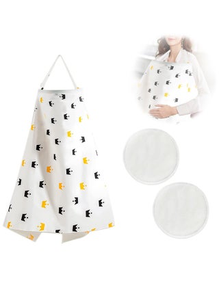 Baby Nursing Cover, 100% Cotton Breathable Apron with Adjustable Straps, Full Coverage Privacy Care 2 Pcs Washable Pads - pzsku/Z00784DB1E7E6E73A7AC5Z/45/_/1695777996/9b00504e-963d-4eaf-9c94-2b1df8002167