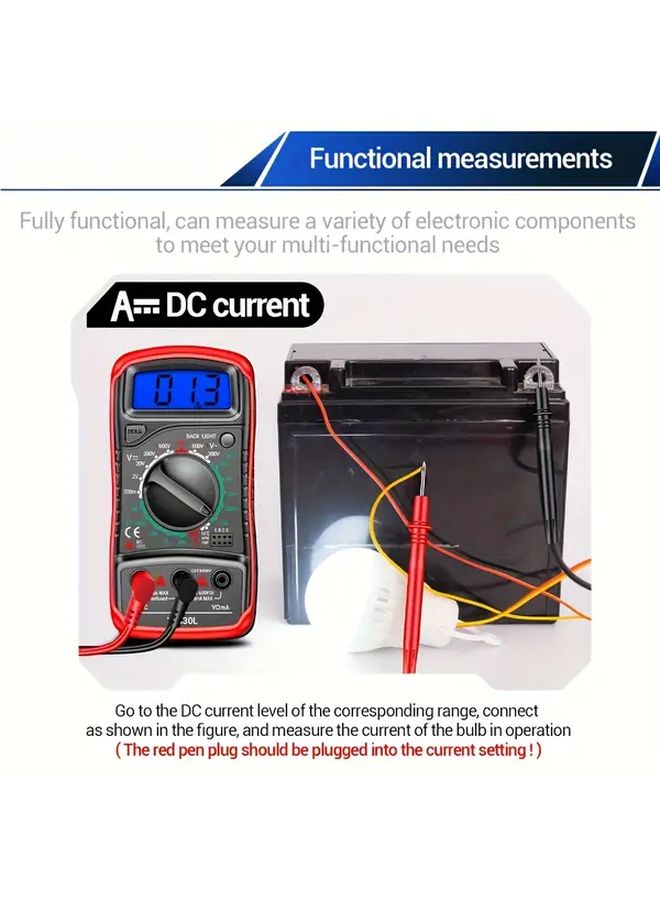 Red XL830L Digital Multimeter 10A DC Current 1999 Counting Car Repair Tool - Image 4