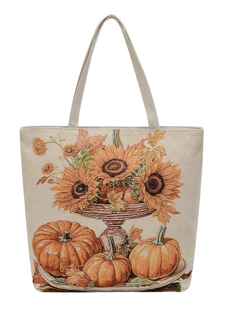 Double-Sided Gold Thread Jacquard Embroidered Canvas Bag, Large Capacity Mommy Bag, Artistic Shoulder Bag, Tote Bag, Chinese Style Embroidery - Image 4