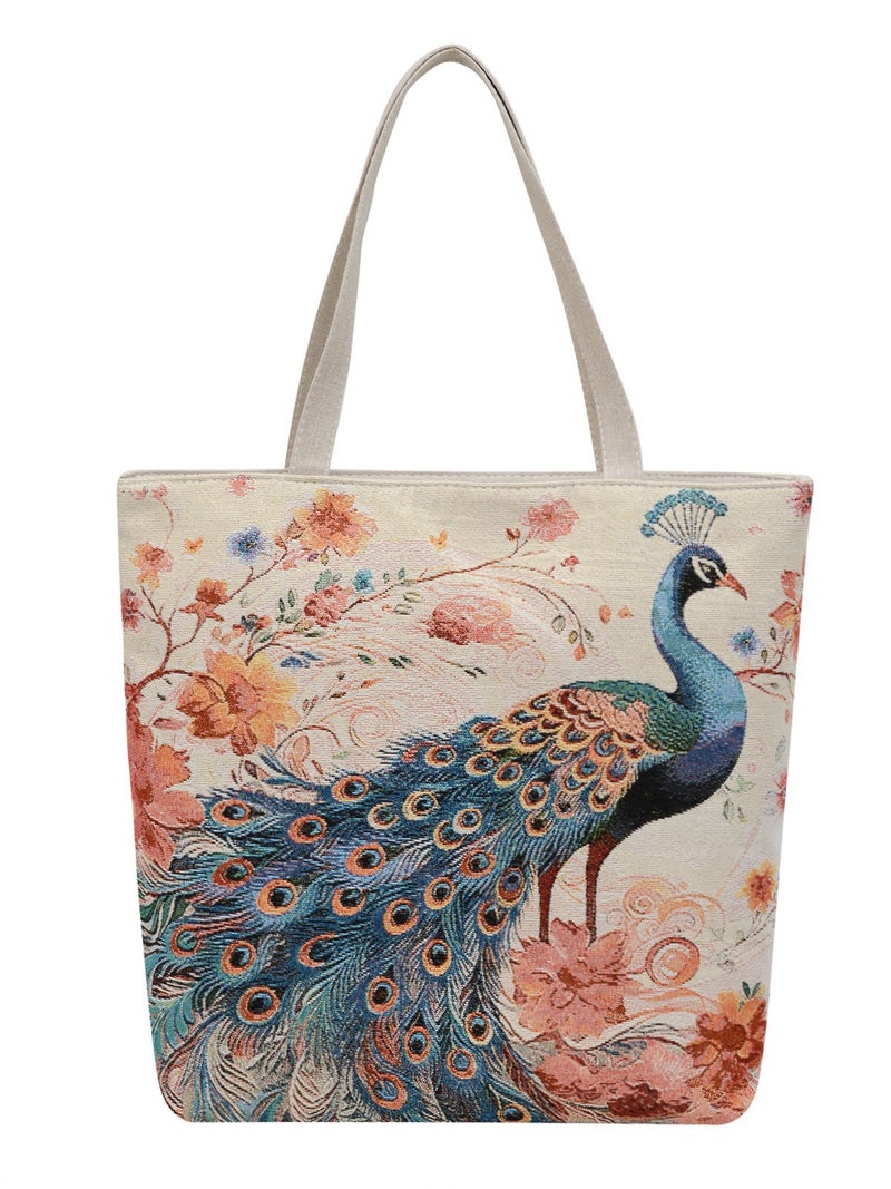 Double-Sided Gold Thread Jacquard Embroidered Canvas Bag, Large Capacity Mommy Bag, Artistic Shoulder Bag, Tote Bag, Chinese Style Embroidery - Image 5