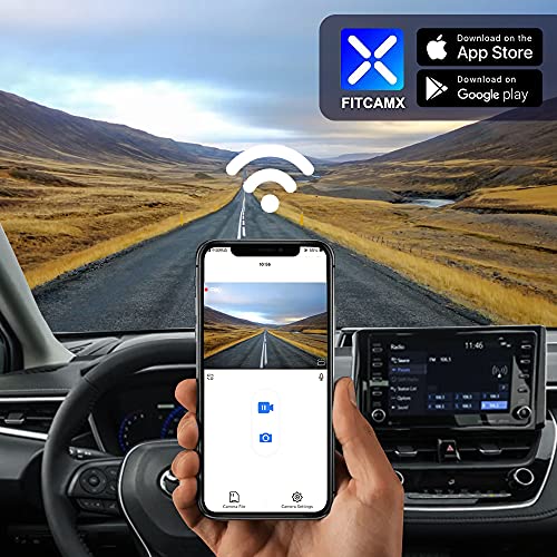 FITCAMX كاميرا داش فيت كام إكس 4K مناسبة لتويوتا كورولا LE L XLE XSE SE 2020 2021 2022 هايبرد وهاتشباك 2019-2022 (E210/الجيل 12)، مظهر OEM، فيديو 2160P UHD واي فاي، مستشعر G، تسجيل متكرر، توصيل وتشغيل، بطاقة 64GB - Image 2