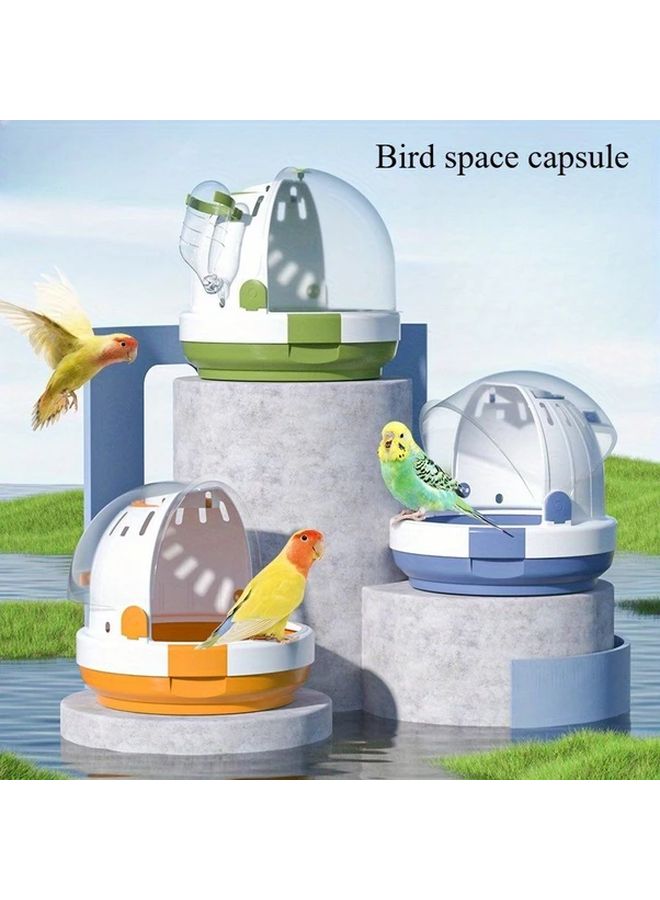 حامل الطيور المحمول باللون الأزرق الضبابي مع أقفال أمان التهوية للسفر في الهواء الطلق - Image 2