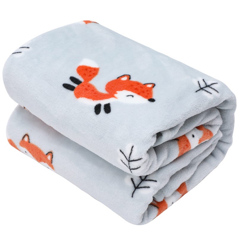 TILLYOU Toddler Flannel Blanket Warm Cozy Baby Blanket for Boys and Girls Smooth Cute Lightweight Blanket for Bedding Crib Stroller 4050 inches Fox Forest
