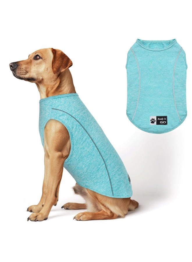 KYEESE Dog Shirt for Large Dogs Quick Dry Soft Breathable Dog T-Shirt with Reflective Stripe Lightweight Tank Top Summer Stretchy Sleeveless Vest, Lake Blue, 3XL - Image 1