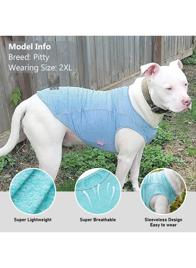 KYEESE Dog Shirt for Large Dogs Quick Dry Soft Breathable Dog T-Shirt with Reflective Stripe Lightweight Tank Top Summer Stretchy Sleeveless Vest, Lake Blue, 3XL - Image 2