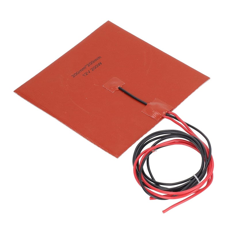 Silicone Heater Pad, Flexible Heating Mat 200W, Even Heating, 100K Thermistor, 200 x 200mm for 3D Printer Hotbed (DC12V) - Image 4