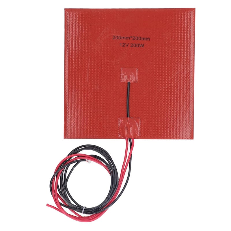 Silicone Heater Pad, Flexible Heating Mat 200W, Even Heating, 100K Thermistor, 200 x 200mm for 3D Printer Hotbed (DC12V) - Image 1