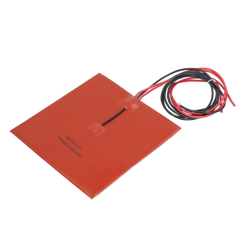 Silicone Heater Pad, Flexible Heating Mat 200W, Even Heating, 100K Thermistor, 200 x 200mm for 3D Printer Hotbed (DC12V) - Image 3