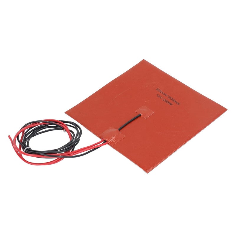 Silicone Heater Pad, Flexible Heating Mat 200W, Even Heating, 100K Thermistor, 200 x 200mm for 3D Printer Hotbed (DC12V) - Image 2