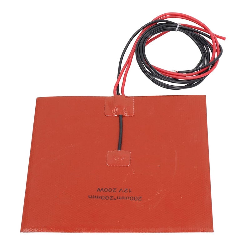 Silicone Heater Pad, Flexible Heating Mat 200W, Even Heating, 100K Thermistor, 200 x 200mm for 3D Printer Hotbed (DC12V) - Image 5