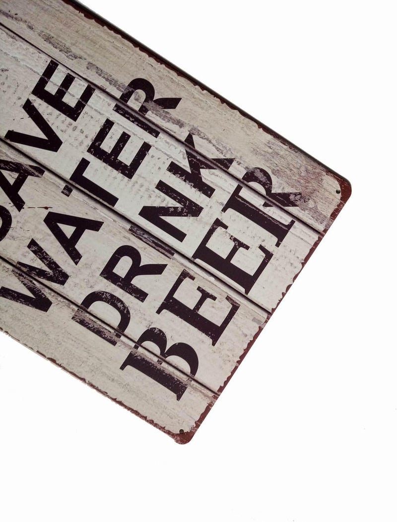 ERLOOD Save Water Drink Beer Tin Signs Vintage Retro Wall Plaque Retro Metal Bar Pub Poster 12 X 8 - Image 3