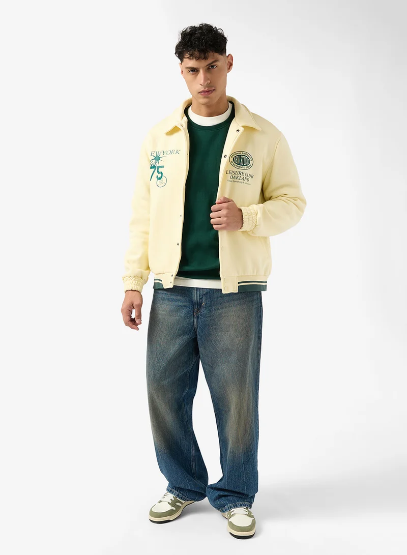 سفنتي فايف Graphic Print Varsity Jacket