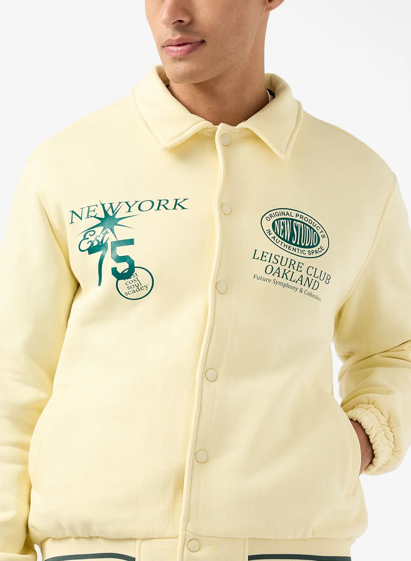 سفنتي فايف Graphic Print Varsity Jacket
