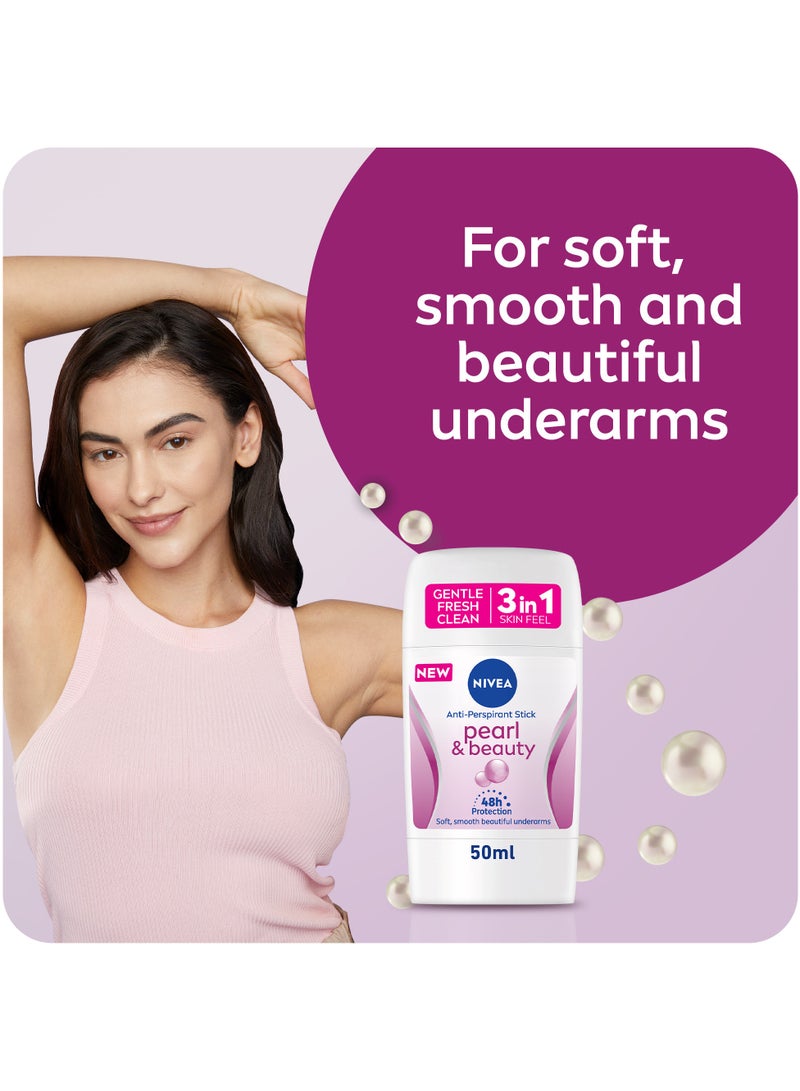 Nivea Pearl Extracts And Beauty Antiperspirant For Women Stick 50ml - Image 3