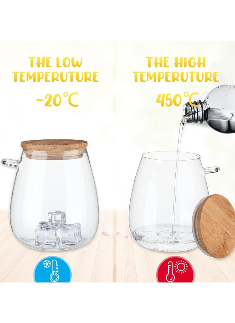 Generic - Airtight Glass Jars with Lids and Spoons, Oats Canisters Overnight Food Storage Set of 3 (350 ML- 600 ML-1000 ML) - Image 1