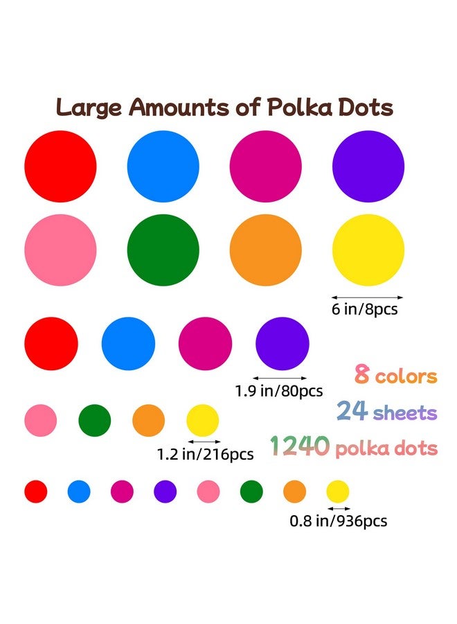 Sinekong 1240Pcs Polka Dot Wall Decals Colorful Boho Wall Decal Peel and Stick Kids Wall Decals Removable Round Circle Rainbow Wall Stickers for Girls Baby Playroom Nursery Classroom Bedroom Living Room Decor - Image 2