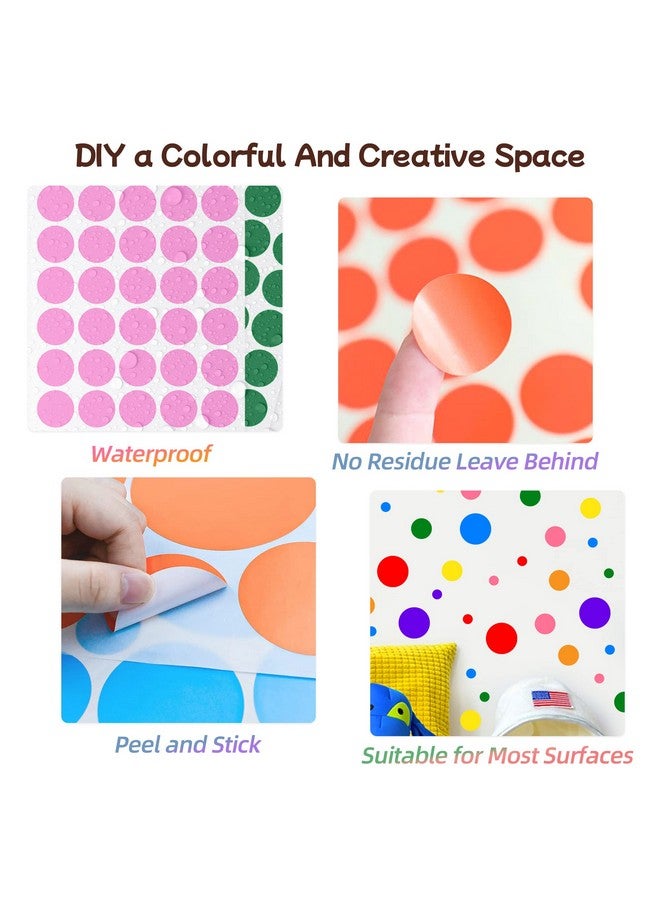 Sinekong 1240Pcs Polka Dot Wall Decals Colorful Boho Wall Decal Peel and Stick Kids Wall Decals Removable Round Circle Rainbow Wall Stickers for Girls Baby Playroom Nursery Classroom Bedroom Living Room Decor - Image 3