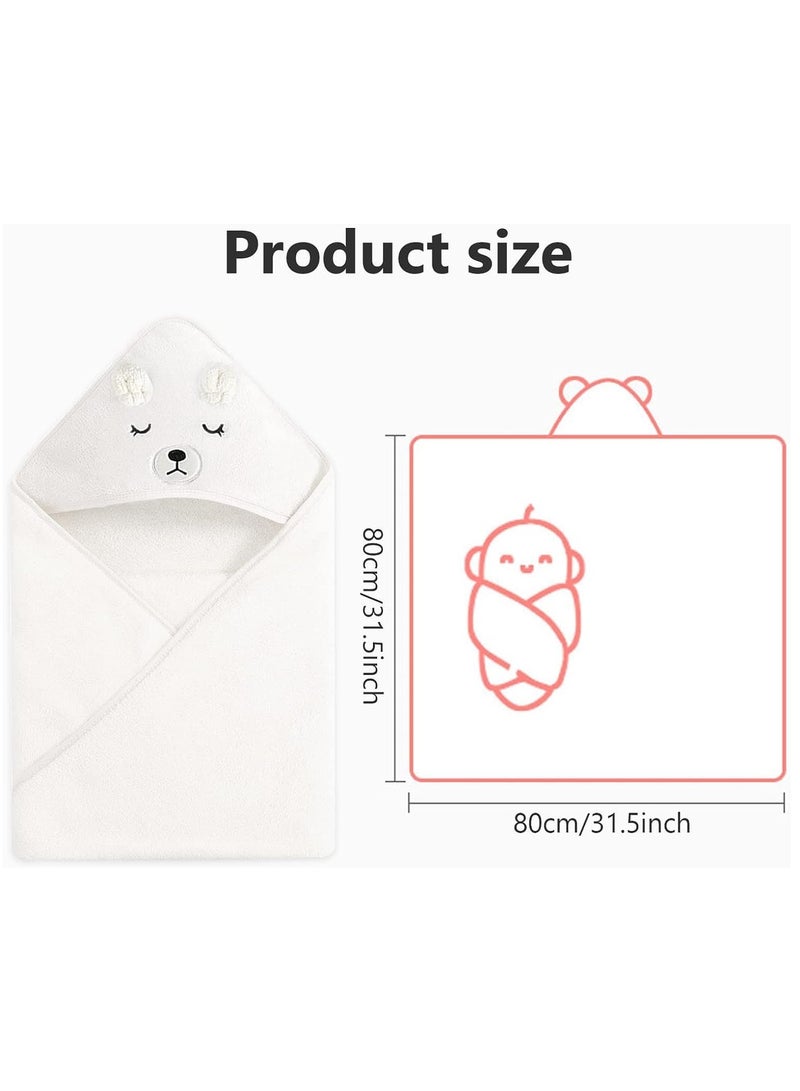 منشفة حمام الطفل ذات غطاء 80x80 سم - منشفة حمام كبيرة للطفل - ناعمة وامتصاصية - بطانية حمام لطيفة برسوم كرتون حيوانات للطفل الذكر أو الأنثى - لون رمادي. - Image 3