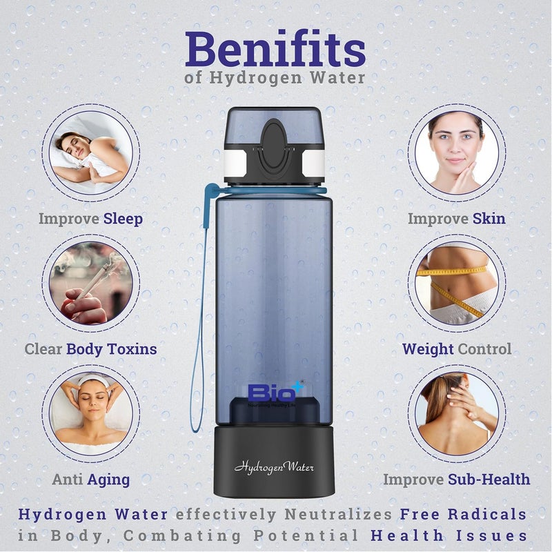 BioPlus HYDROGEN WATER Bottle |SPE-PEM Technology|1 Year Warranty| Platinum Titanium plates |Inhallation Feature| No Chlorine No Ozone Mixing| H2 > 1500 PPB | -ORP -750 mv| Purity 99.9% H2 | Health Benefit - Image 2