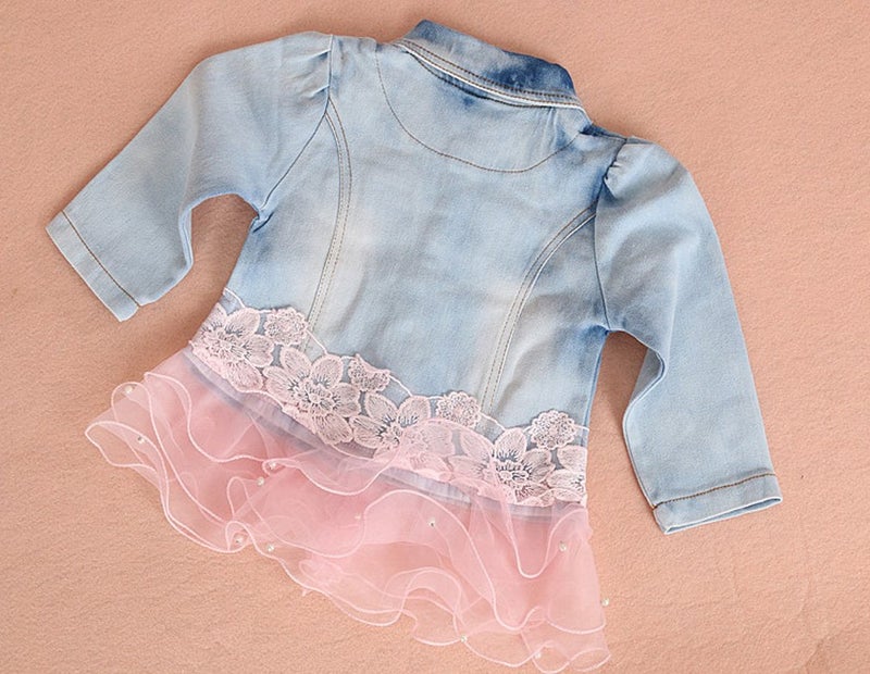 Yao Baby Girls Denim Clothing Sets 3 Pieces Sets T Shirt Denim Jacket and Jeans - Image 4