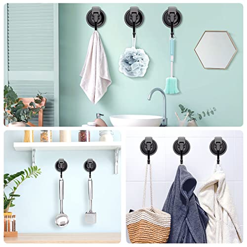 iRomic Heavy Duty Vacuum Suction Cup Hooks (2Pack) for Shower,Glass Window,Kitchen&Bathroom&Restroom Organization，Gun Silver. - Image 4