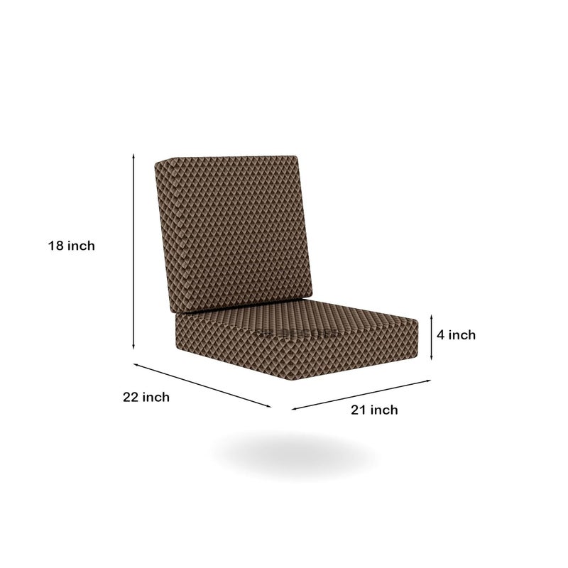 Namdev Art's Sofa Foam Cushions in Velvet with Zip Cover (Seat - 22"x21"x4" Back Rest -18"x21"x4") |Density:- 32 Foam | Warm and Decent Visual | Stretchy Soft Velvet Fabric (Brown) - Image 2
