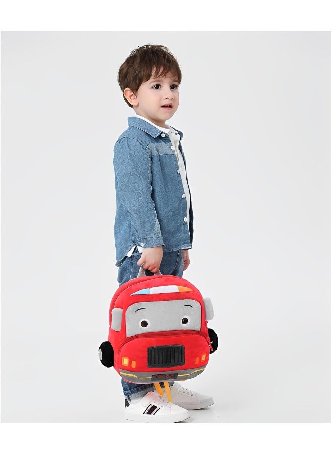 The Little Lookers THE LITTLE LOOKERS Preschool Kids School Bags Cute Soft Plush Baby Backpack for Baby Boys, Baby Girls (Fire Engine)  - Image 3