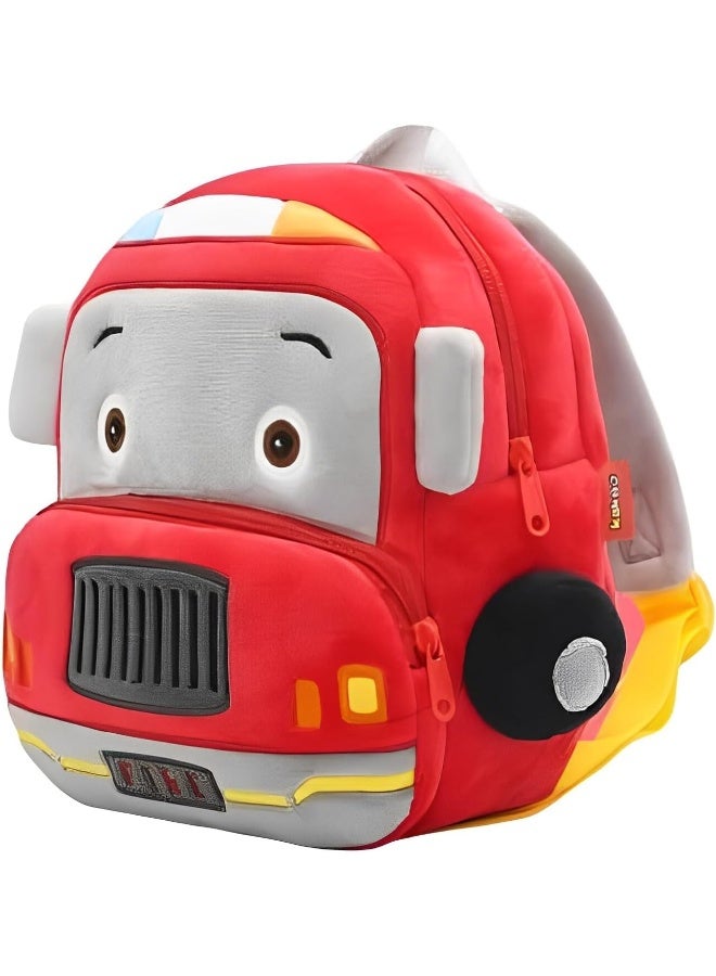 THE LITTLE LOOKERS Preschool Kids School Bags Cute Soft Plush Baby Backpack for Baby Boys, Baby Girls (Fire Engine)