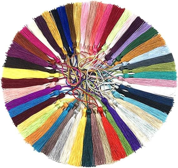 Homaxy Homaxy Handmade DIY 75 Pcs Hang Loops 38 Colors Floss Tassels for Bookmark Key Chain Earring Jewelry Making Multicolor Pack of 75