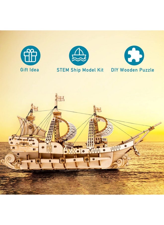 RoWood 3D Wooden Puzzle For Adults, Vintage Wooden Watercraft Model Kit To Build, Best Gift Ideas - Sailling Ship  - Image 4